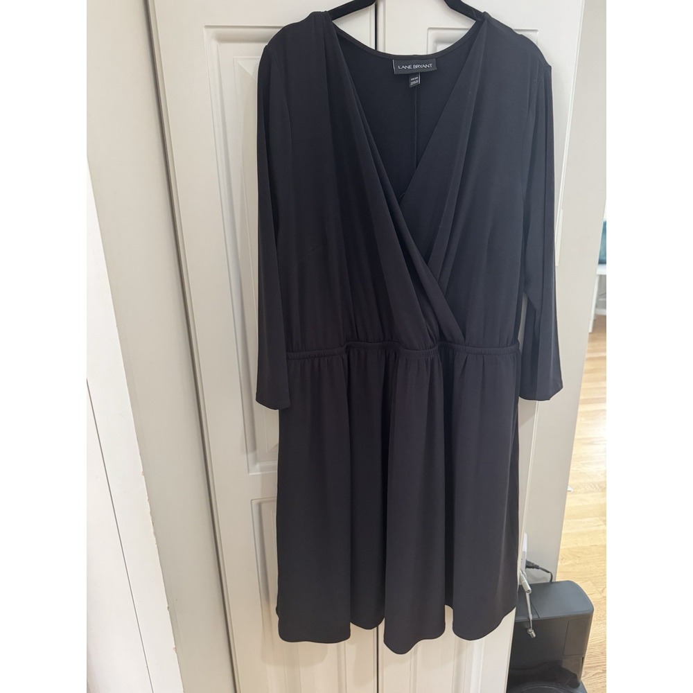 Womens Lane Bryant Black‎ Plus Size Dress Size 18/20 V Neck 3/4 Sleeve